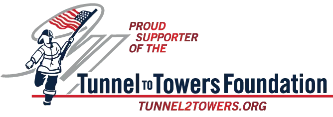 Tunnel to Towers Foundation logo with firefighter holding American flag